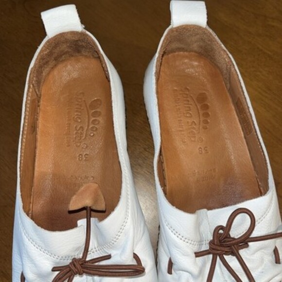 spring step shoes Berna White Leather Loafers Flats 16103-1912 Size 38 7 7.5 - Picture 4 of 11